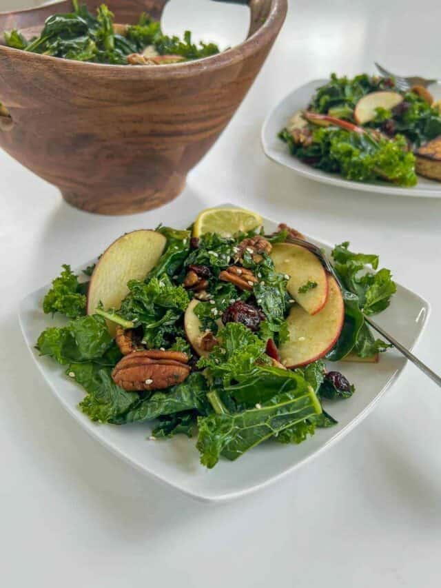 Vegan Kale Salad with Maple Balsamic Dressing