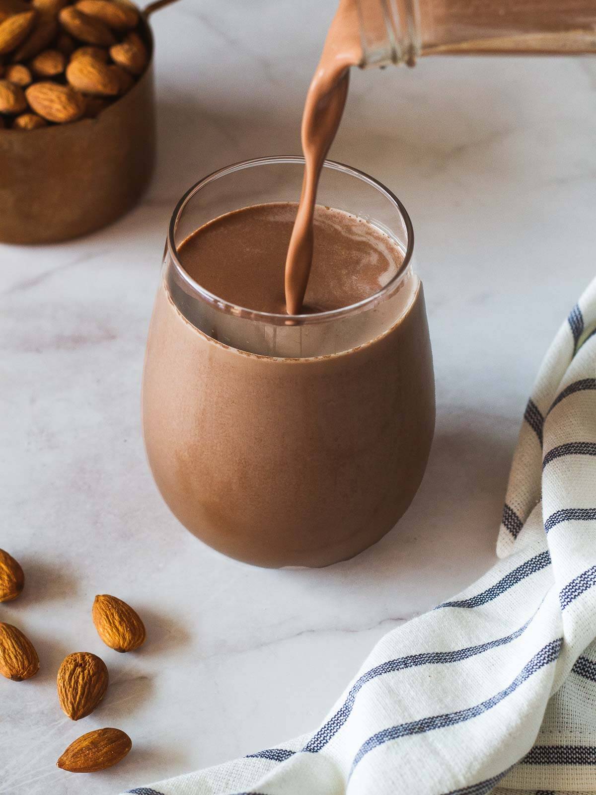 serving creamy vegan chocolate milk