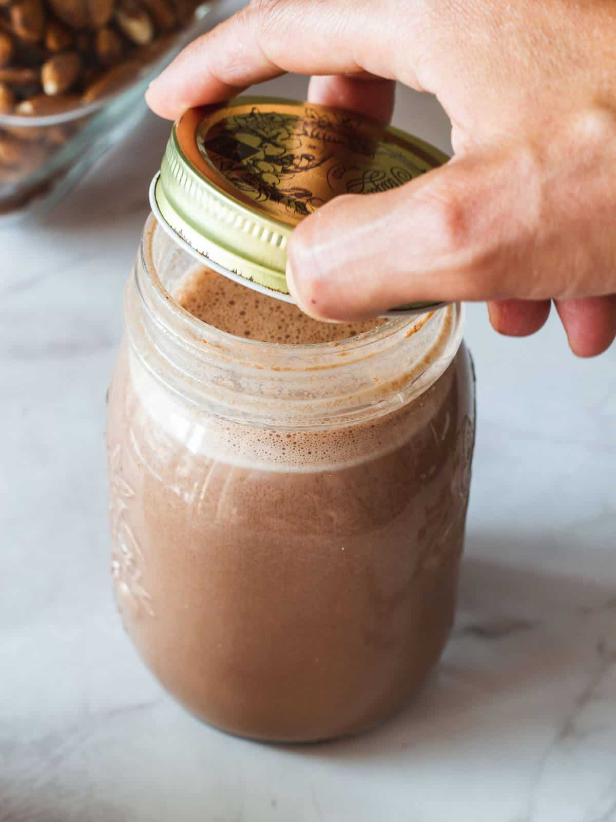 store dairy-free chocolate milk in an airtight container