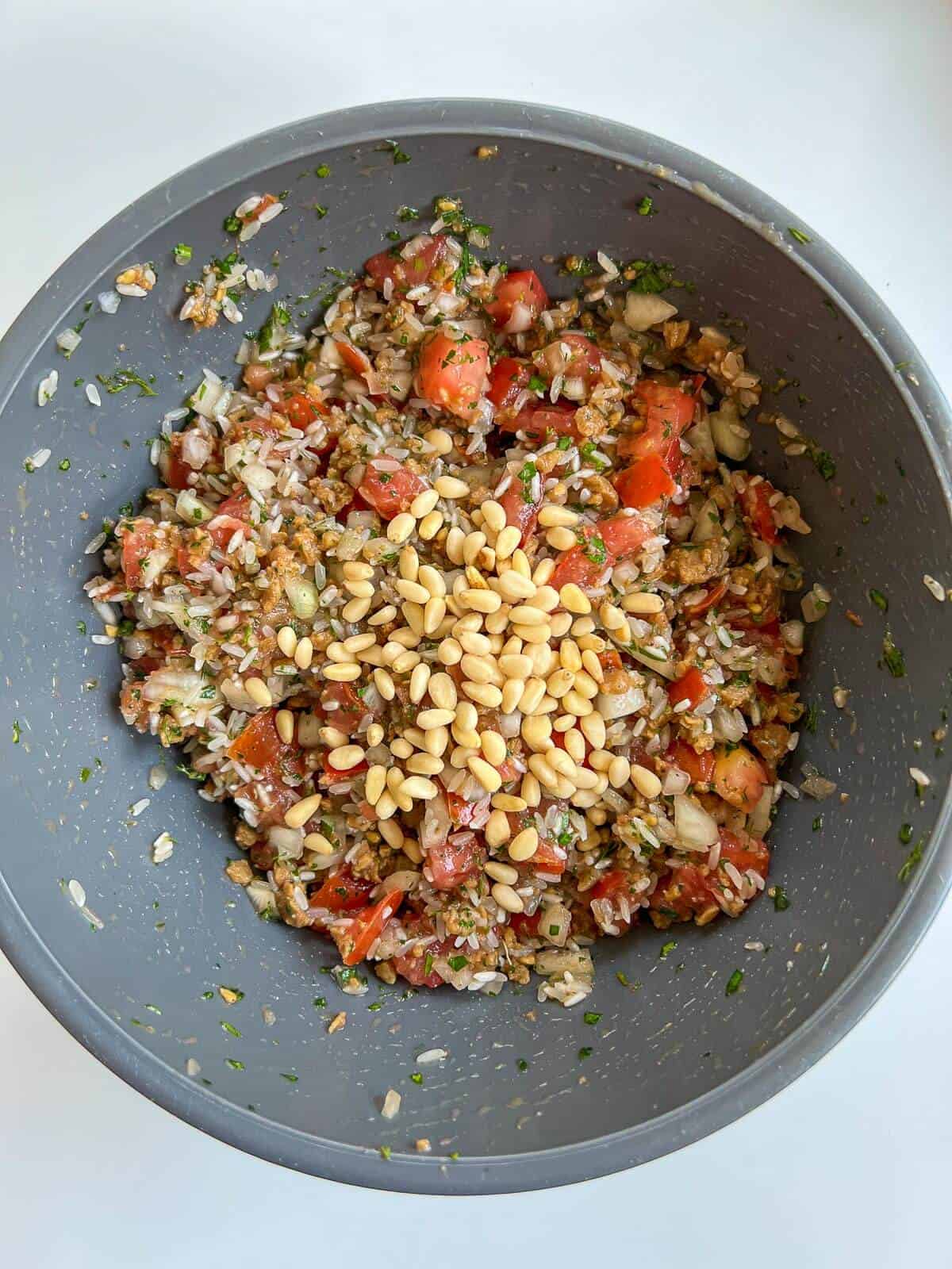 mix all the stuffing ingredients in a bowl.