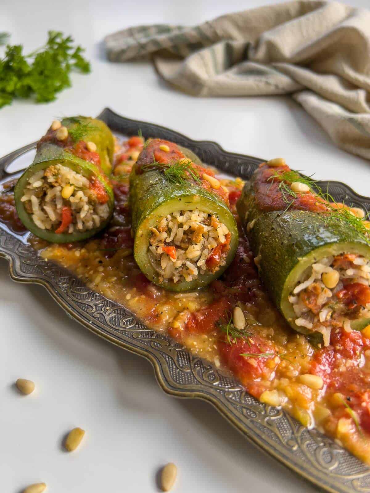 lebanese stuffed zucchini front side.