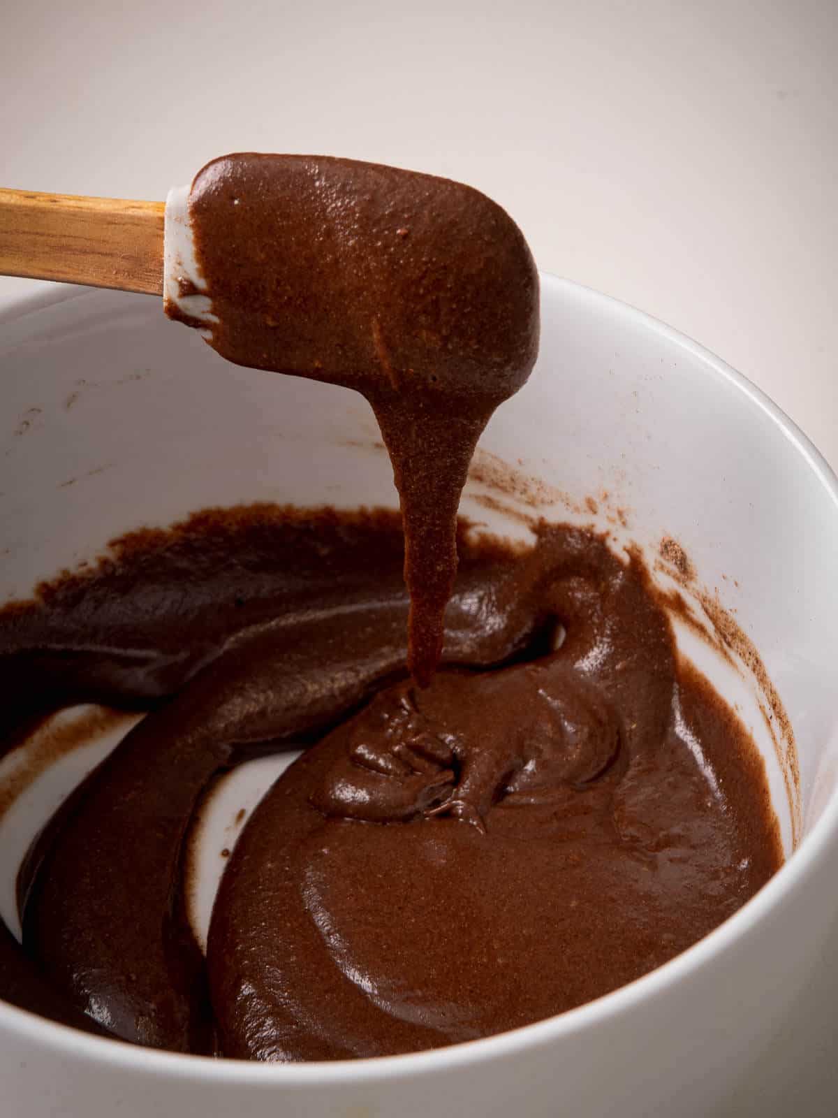 spatula dripping chocolate mixture.