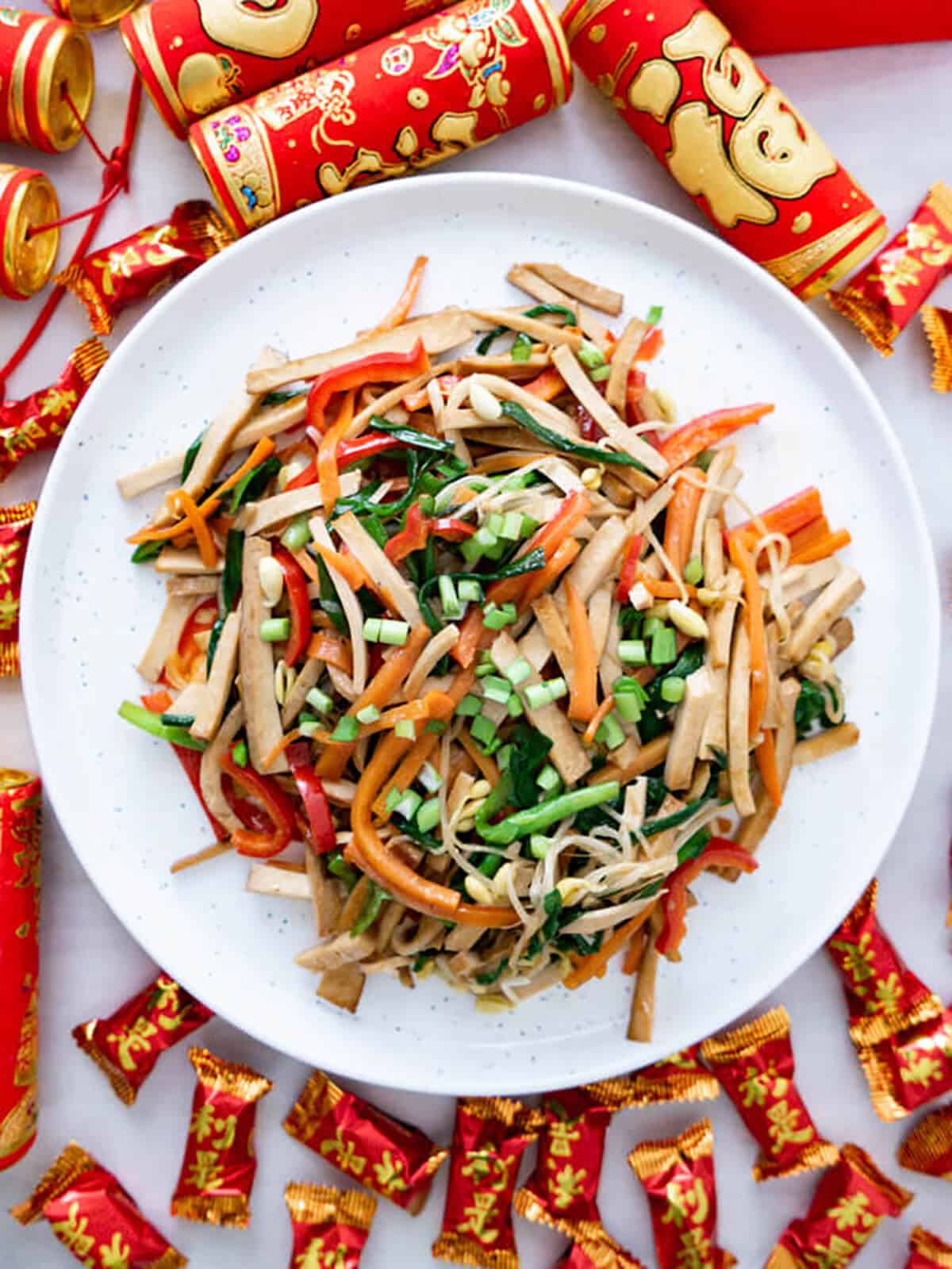 vegan stir fry tofu with vegetables.