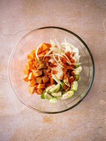 vegetables in a mixing bowl.