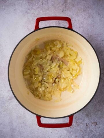 fry onions until translucent in a large saucepan.