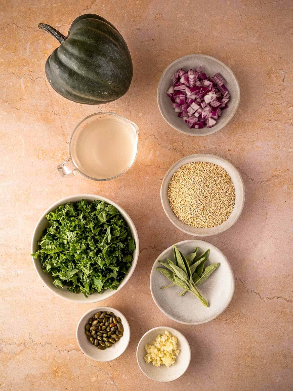 ingredients for stuffed acorn squash.