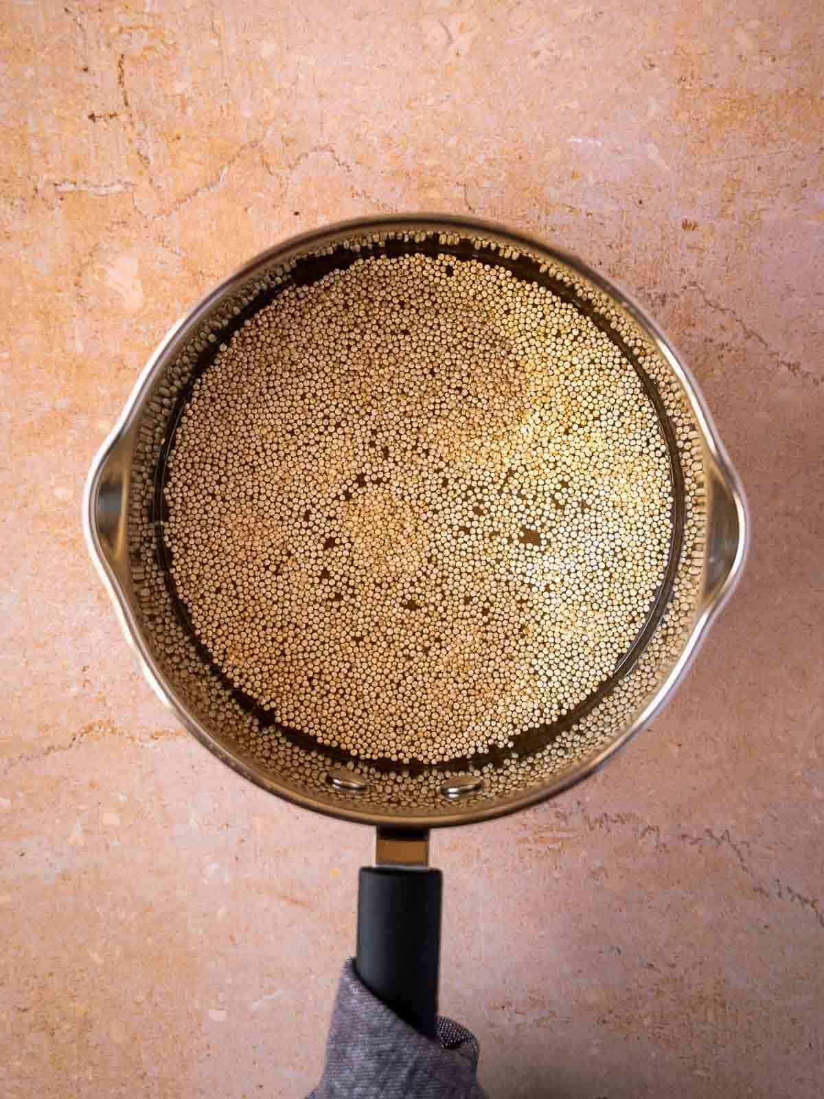 cook the quinoa with water in a saucepan