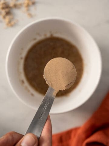 add one tablespoon of chocolate-flavored plant-based protein powder.