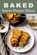 oven baked sweet potato slices pin.