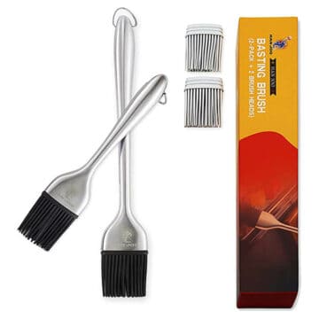 Silicone BBQ 2 Brush Set – Premium Basting Brush with Heat Resistant Silicone Bristles, Silicone Kitchen Pastry Brush