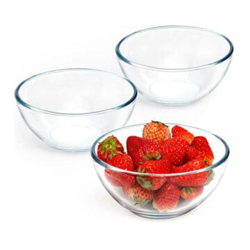 glass mixing bowls.