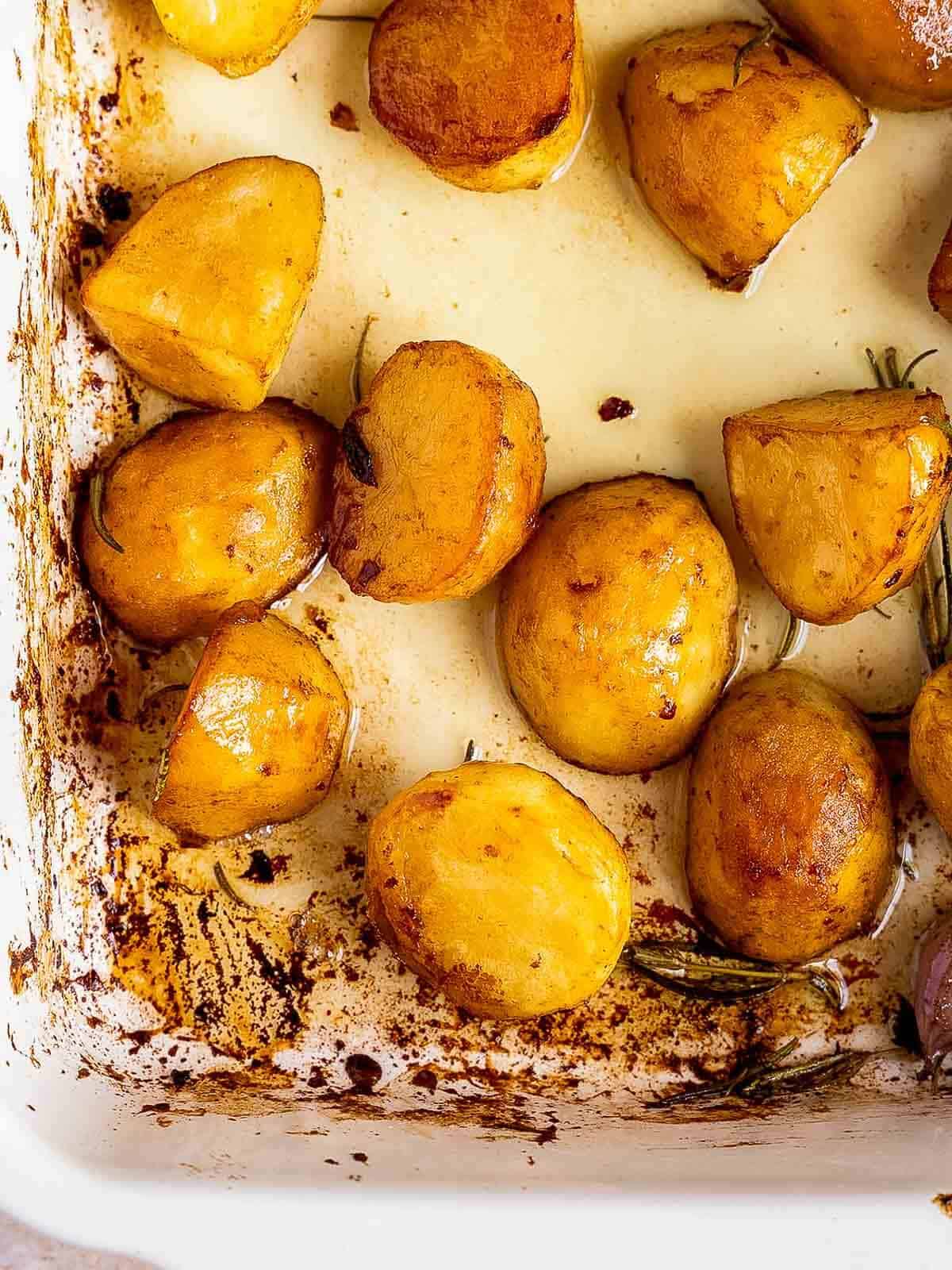 remove potatoes from oven.