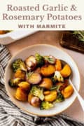 roasted garlic and rosemary potatoes with marmite pin.