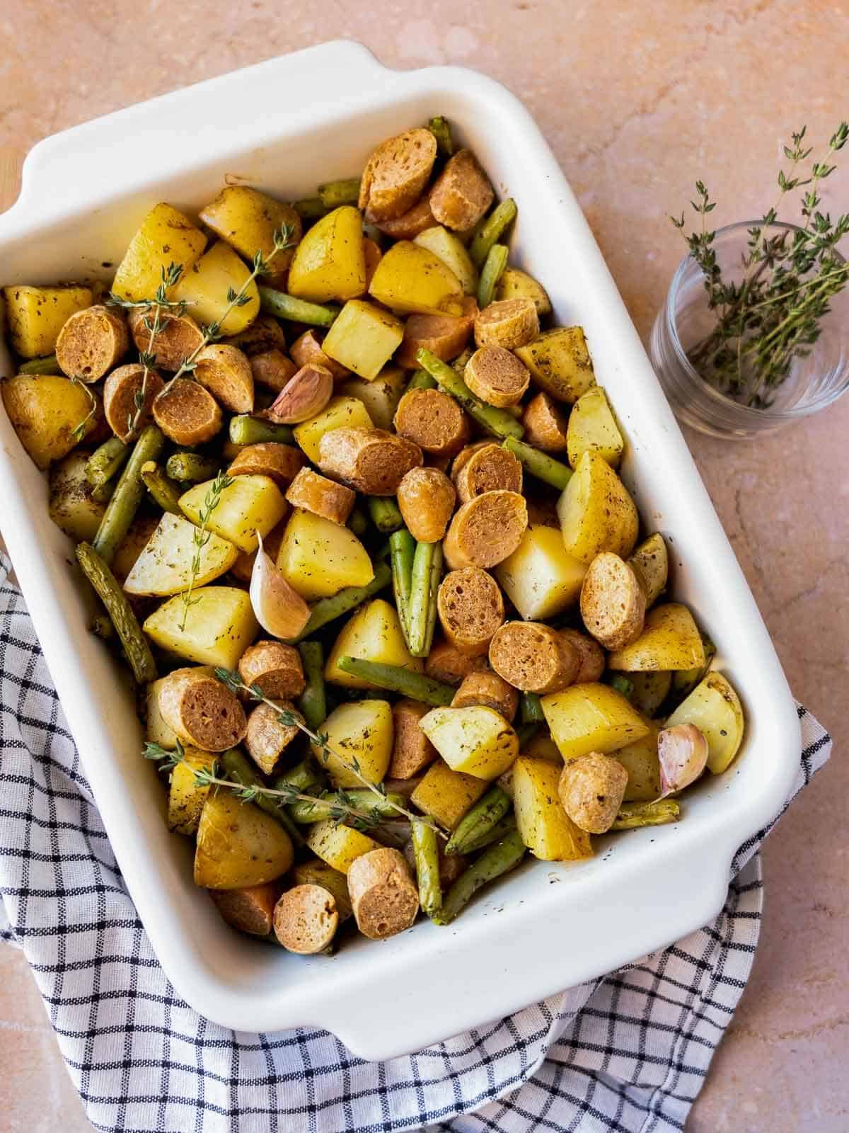 remove from the oven the gluten free green bean casserole.