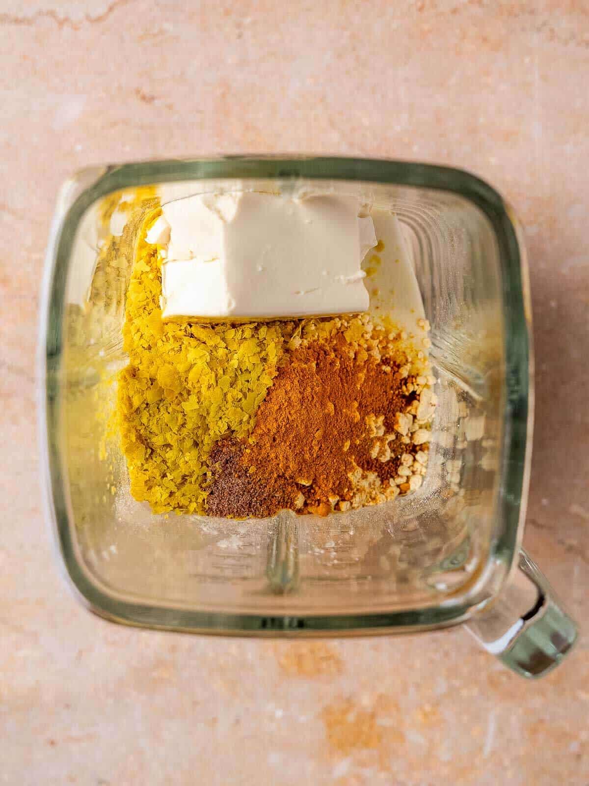 add tofu mixture ingredients into a blender.