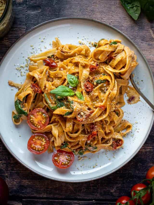 Creamy Eggplant Pasta with Tomato Ricotta Sauce