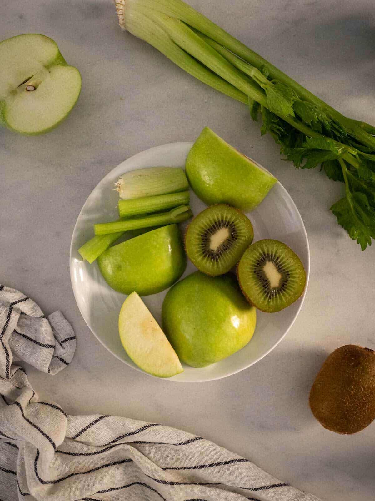 kiwi drink portioned ingredients in a bowl