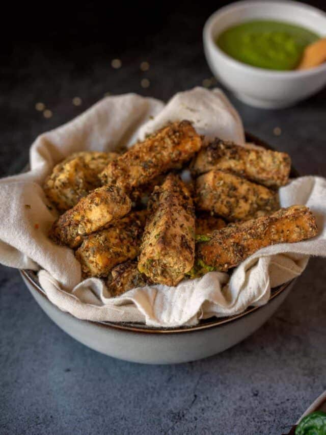 Crispy Air Fryer Tofu Nuggets with Mediterranean Marinade • Our Plant