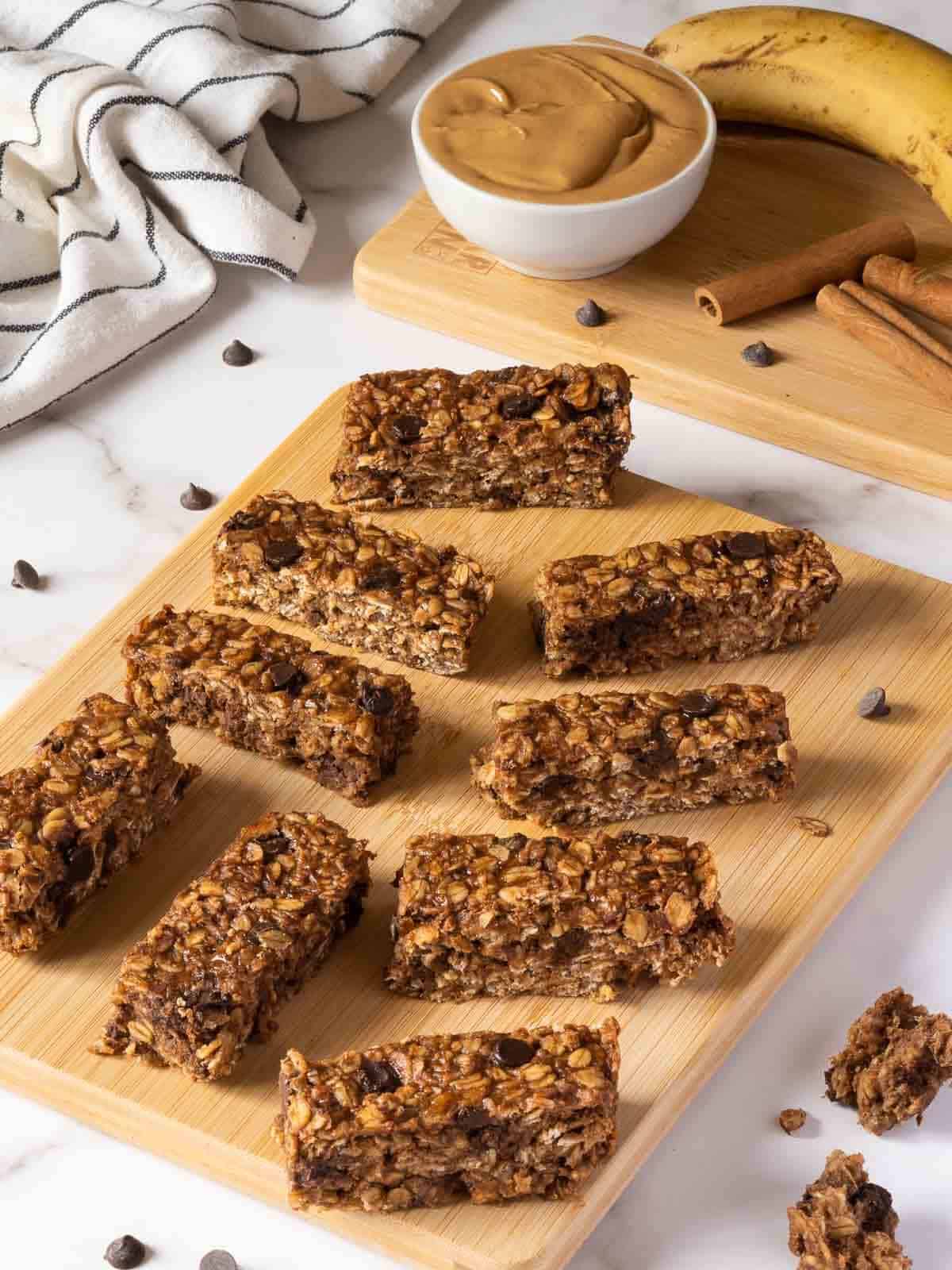 easy healthy chocolate peanut butter oatmeal bars.