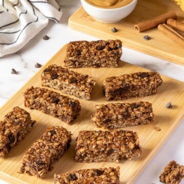 easy healthy chocolate peanut butter oatmeal bars featured.