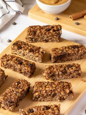 easy healthy chocolate peanut butter oatmeal bars featured.