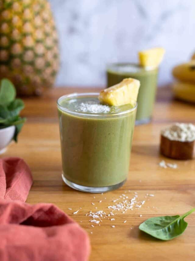 Healthy Green Pineapple Banana Spinach Smoothie • Our Plant-Based World