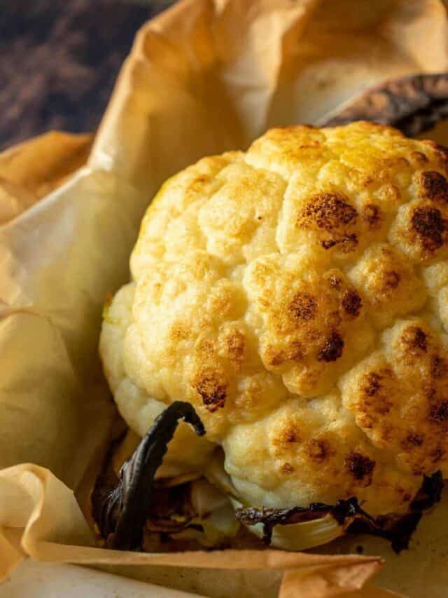 Perfectly Roasted Whole Cauliflower Head (3 Ingredients)