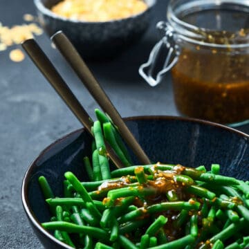 string beans with mustard dressing.