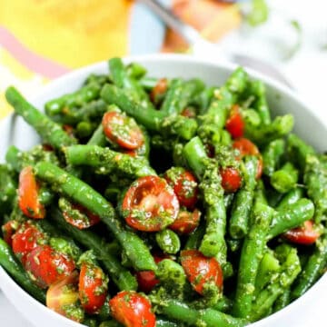 Mediterranean Green Bean Salad with Cherry Tomatoes.
