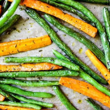 roasted green beans and carrots.
