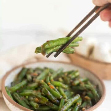 sizziling Chinese green beans.