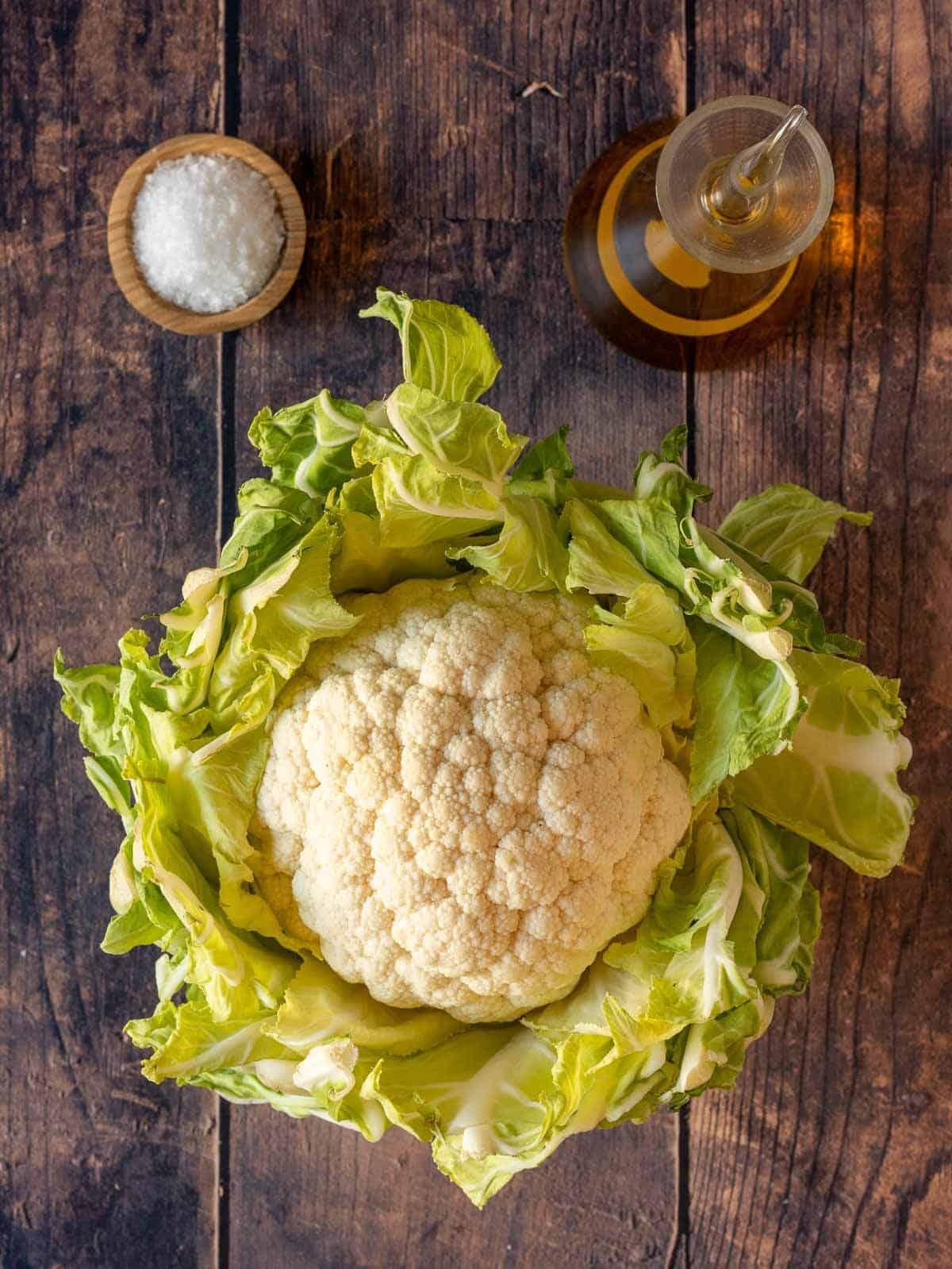 perfectly roasted whole cauliflower head ingredients.