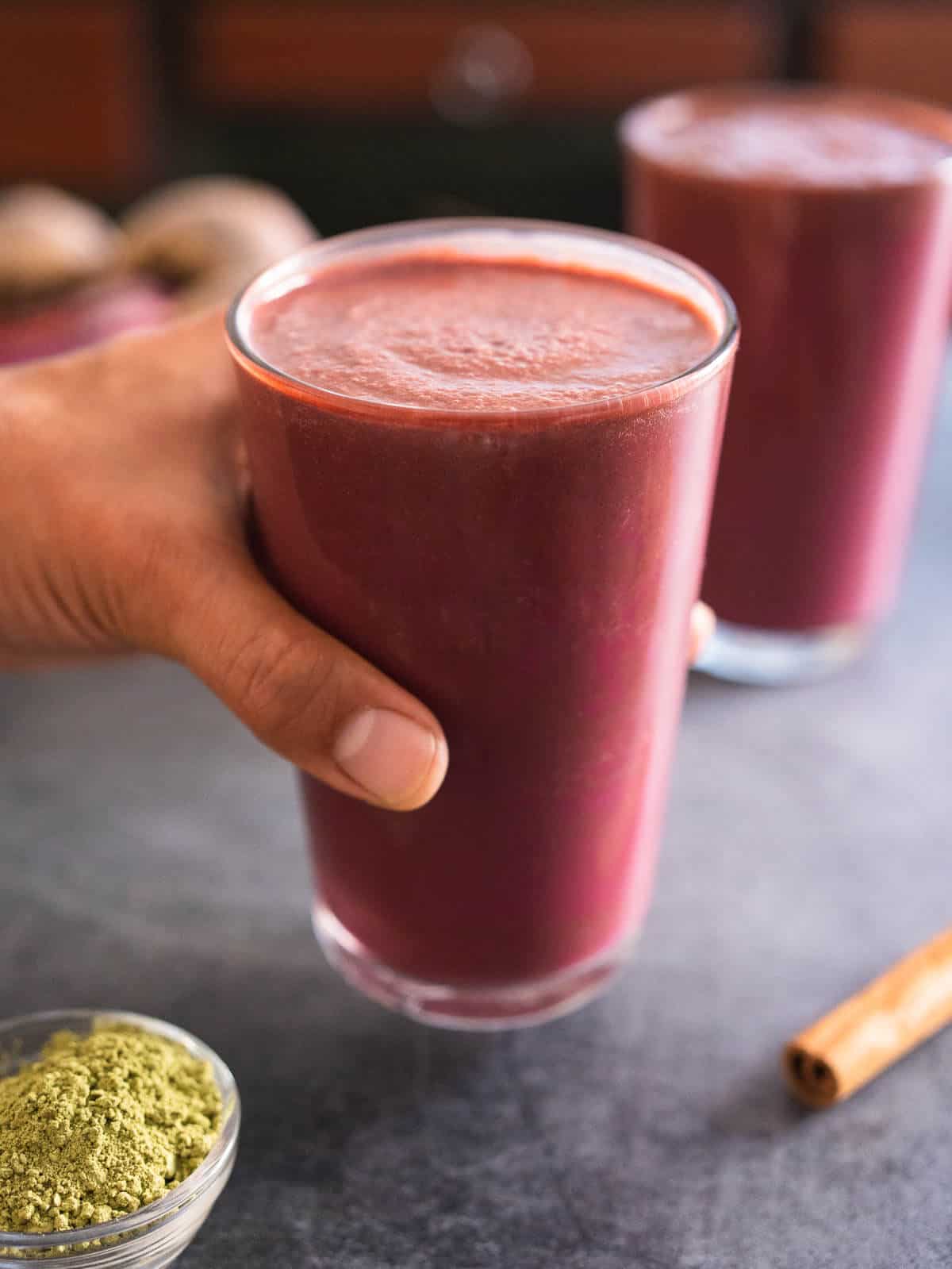 serve and enjoy smoothie chilled.