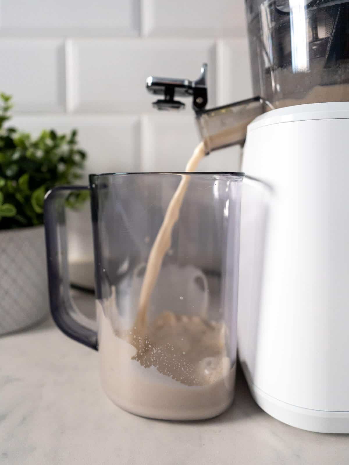 let the cashew milk out of the juicer.