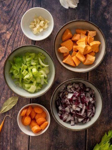 all vegetables chopped ready to be cooked.