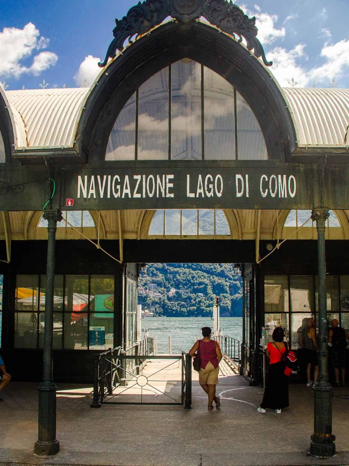 ferry station in Lake Como city.