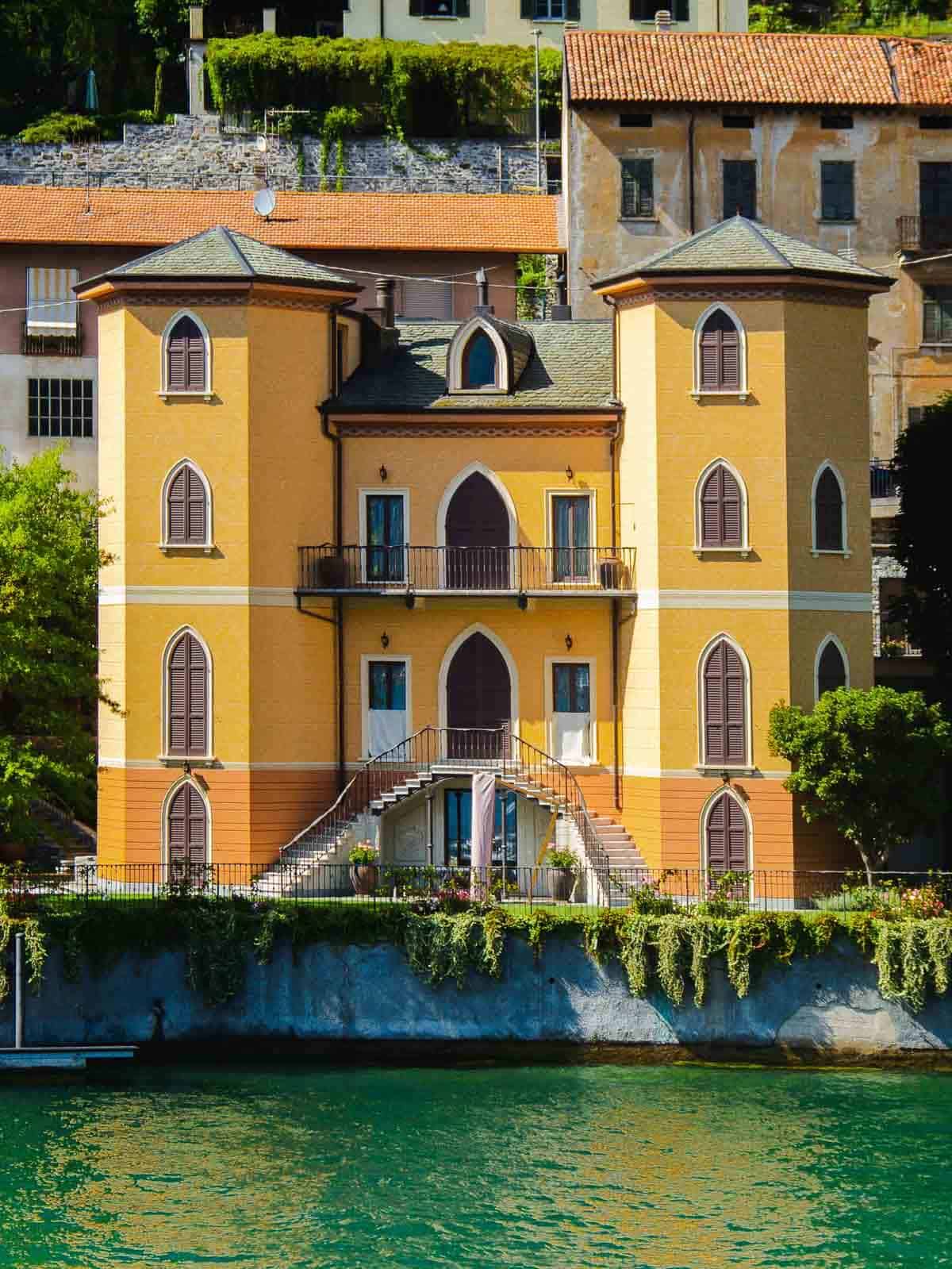 view of a Yellow Mansion from a Ferry.