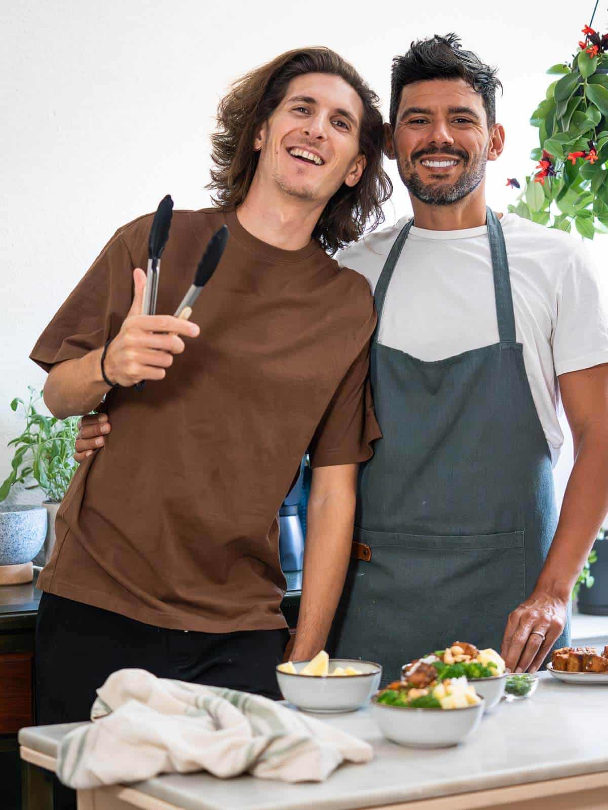 Gus and Joaco in their kitchen.