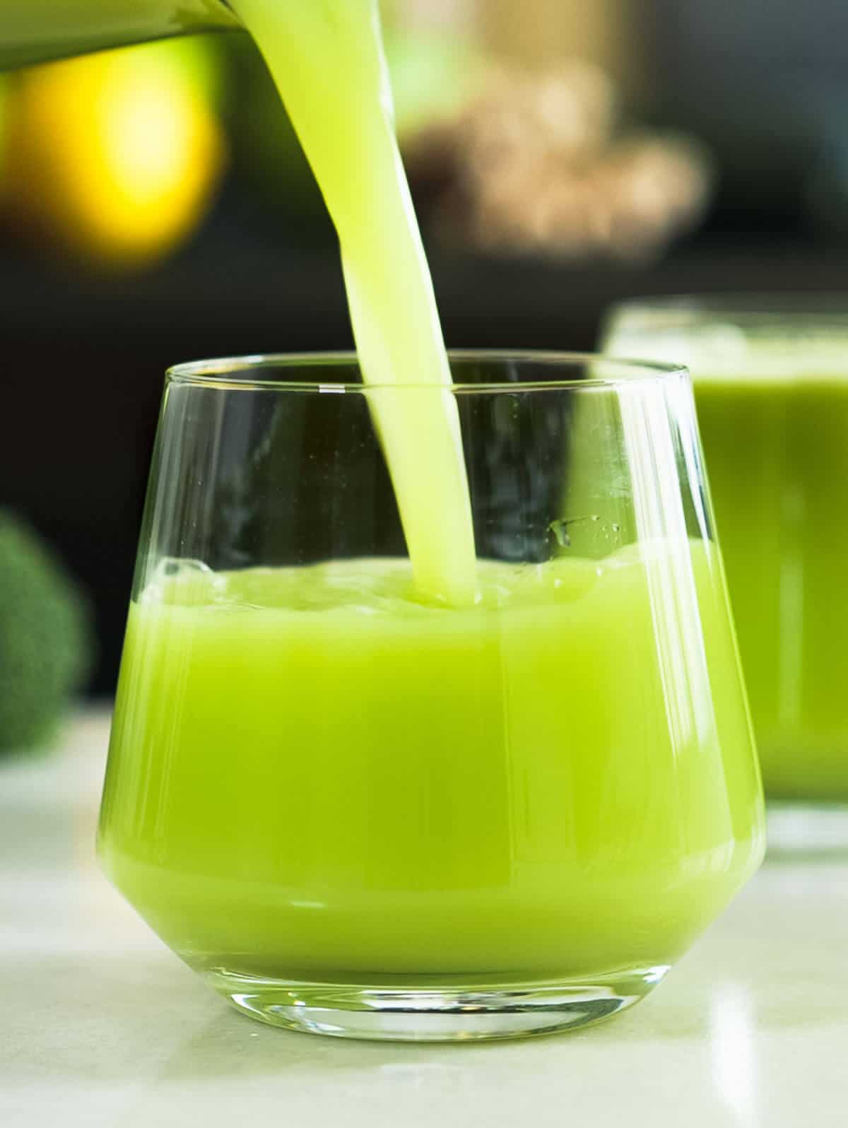 serving broccoli green juice.