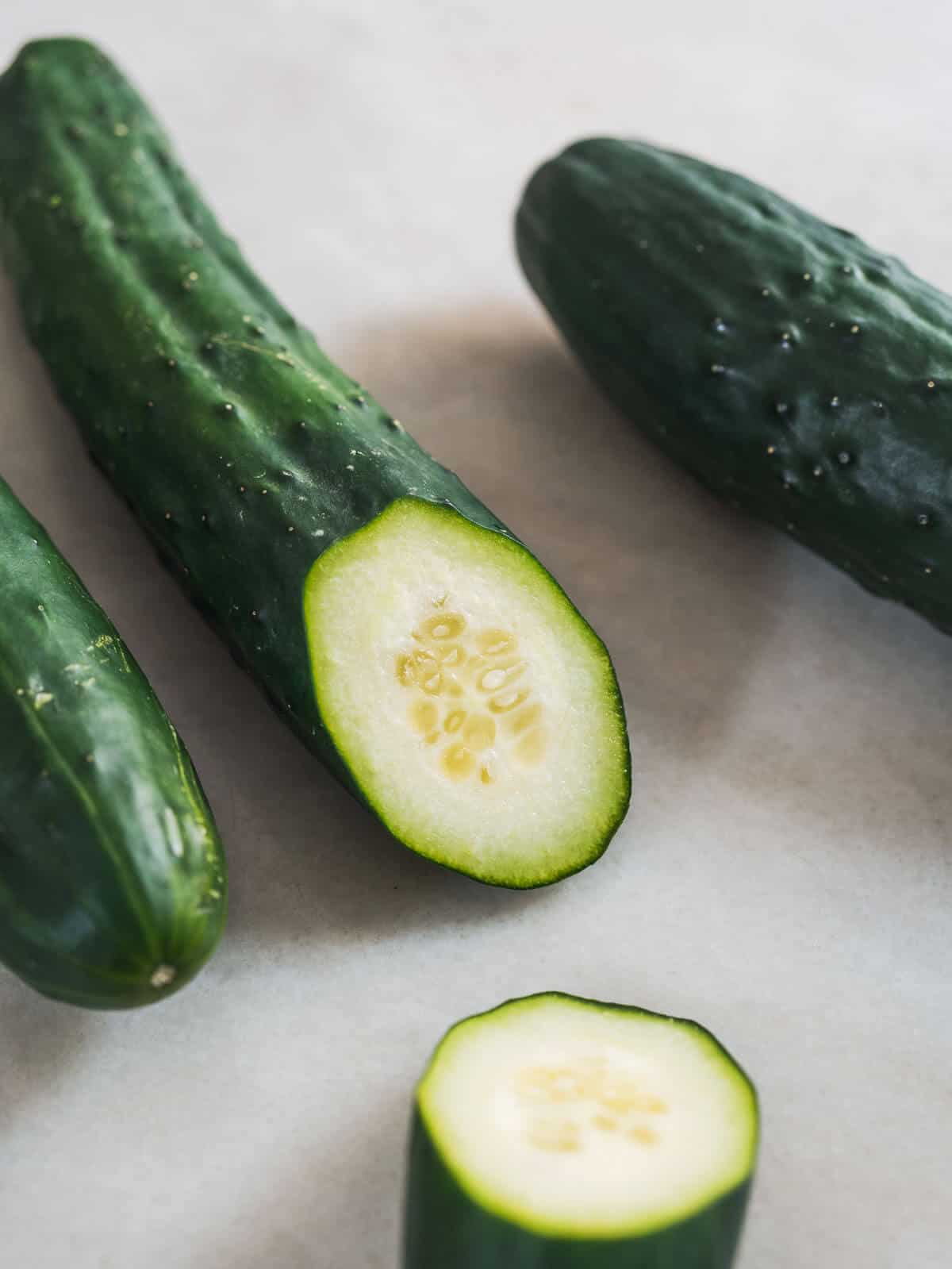 transversal cut on a cucumber.
