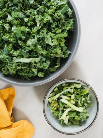 remove tough kale stems.