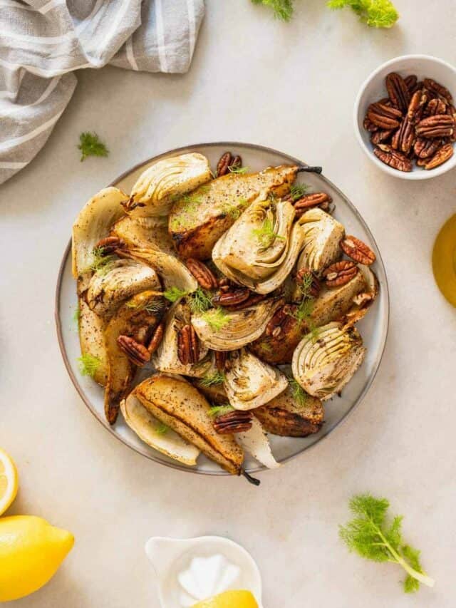 Roasted Fennel and Pear Salad with Vinaigrette & Pecan Nuts