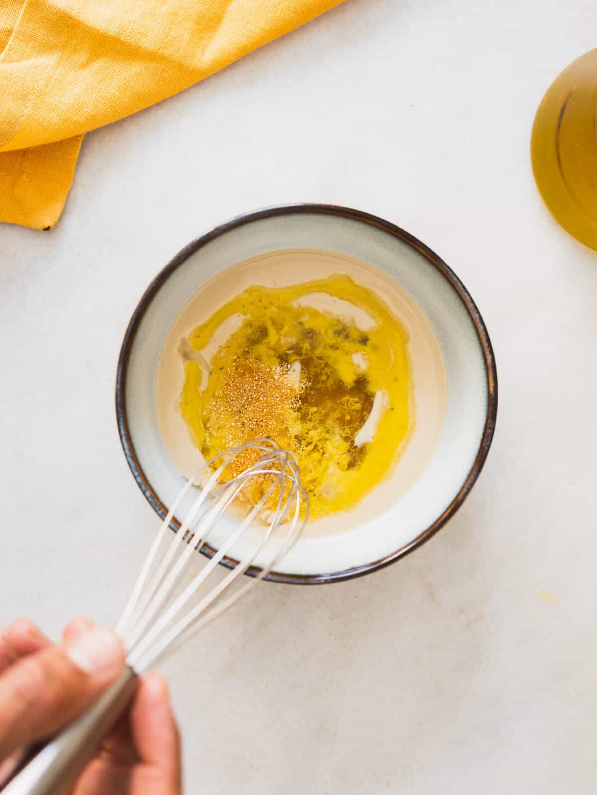 add al the dressings' ingredients to a bowl