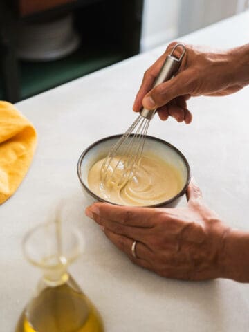 whisking all the ingredients in a bowl