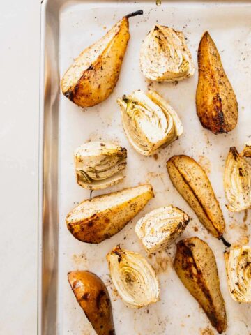 remove roasted fennel an pear slices.