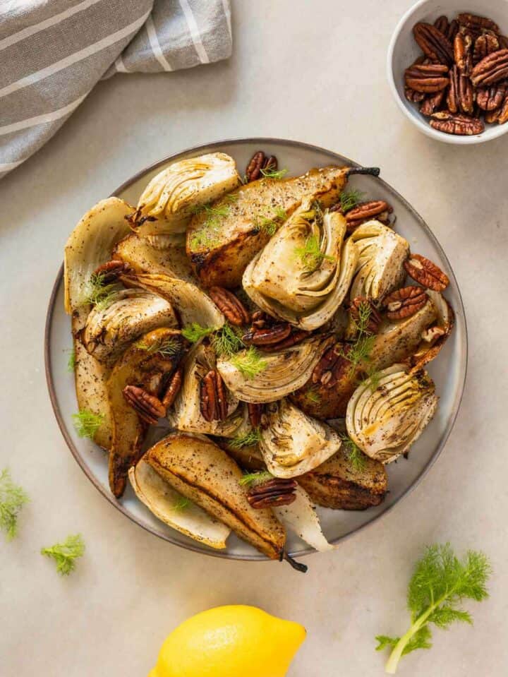 Roasted Fennel and Pear Salad with Vinaigrette & Pecan Nuts