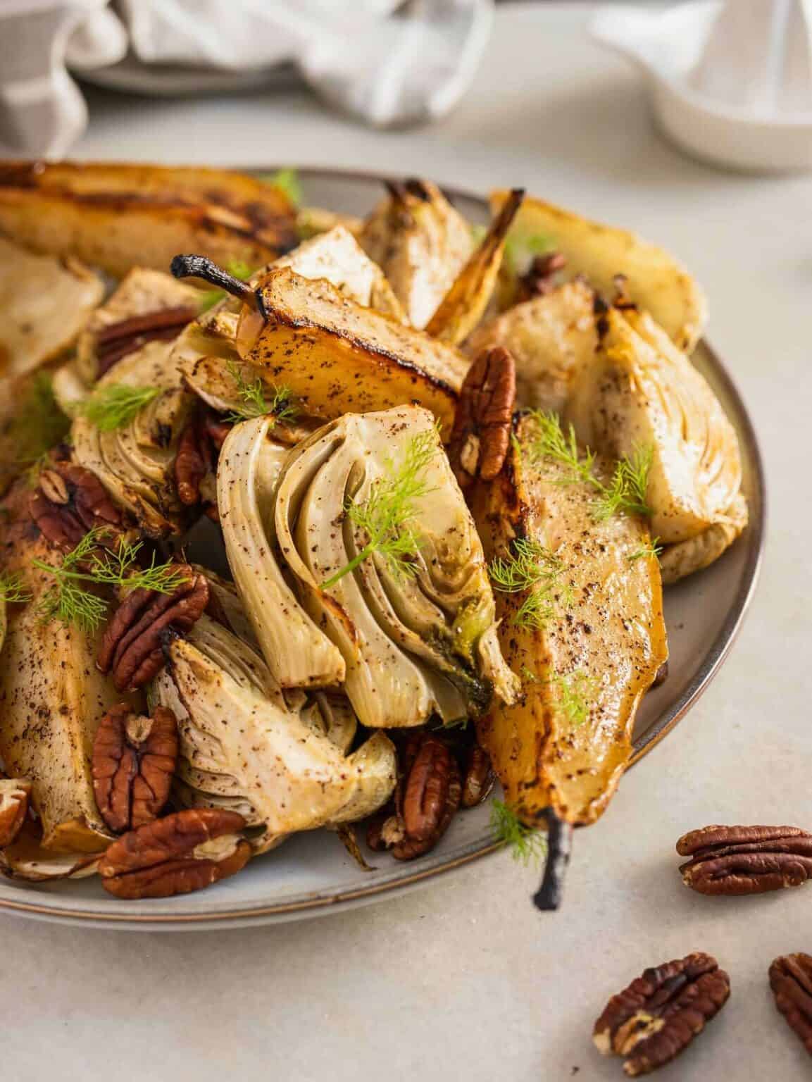 Roasted Fennel and Pear Salad with Vinaigrette & Pecan Nuts