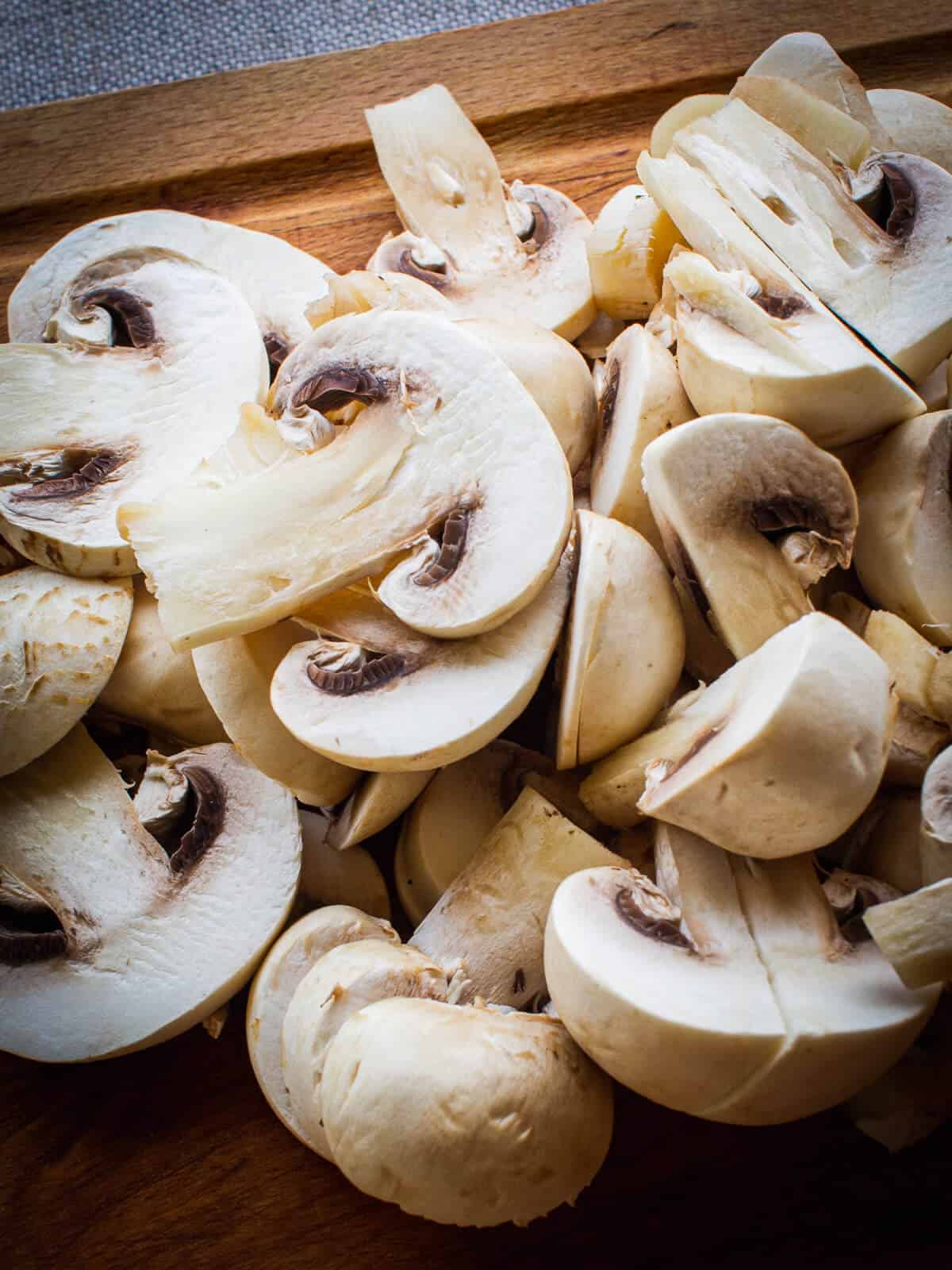 slice mushrooms.