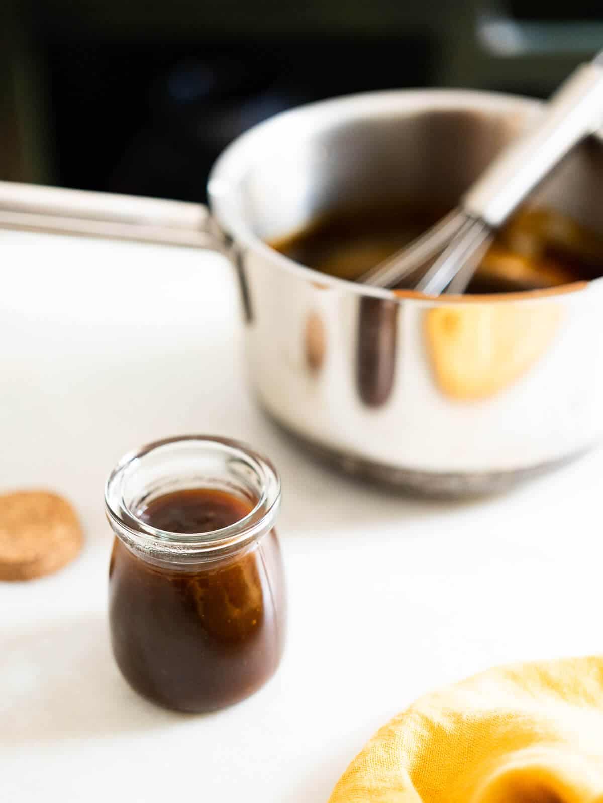 teriyaki sauce in a small mason jar.