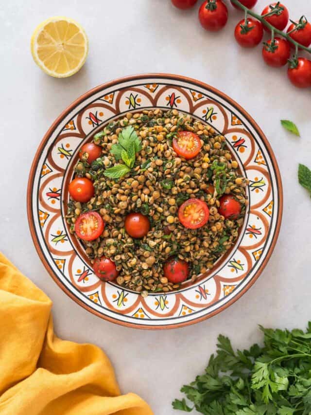 Green Lentil Tabbouleh Salad (Healthy 10-mins Recipe)